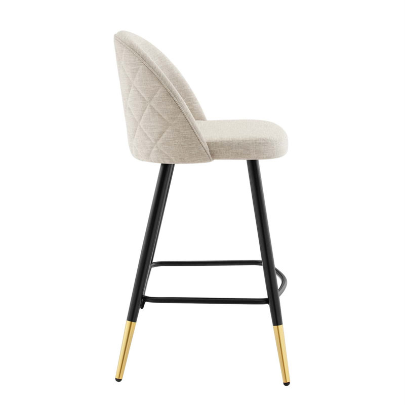 Cordial Bar Stools - Set of 2, Beige Fabric, Counter Stool (25" Seat Height)