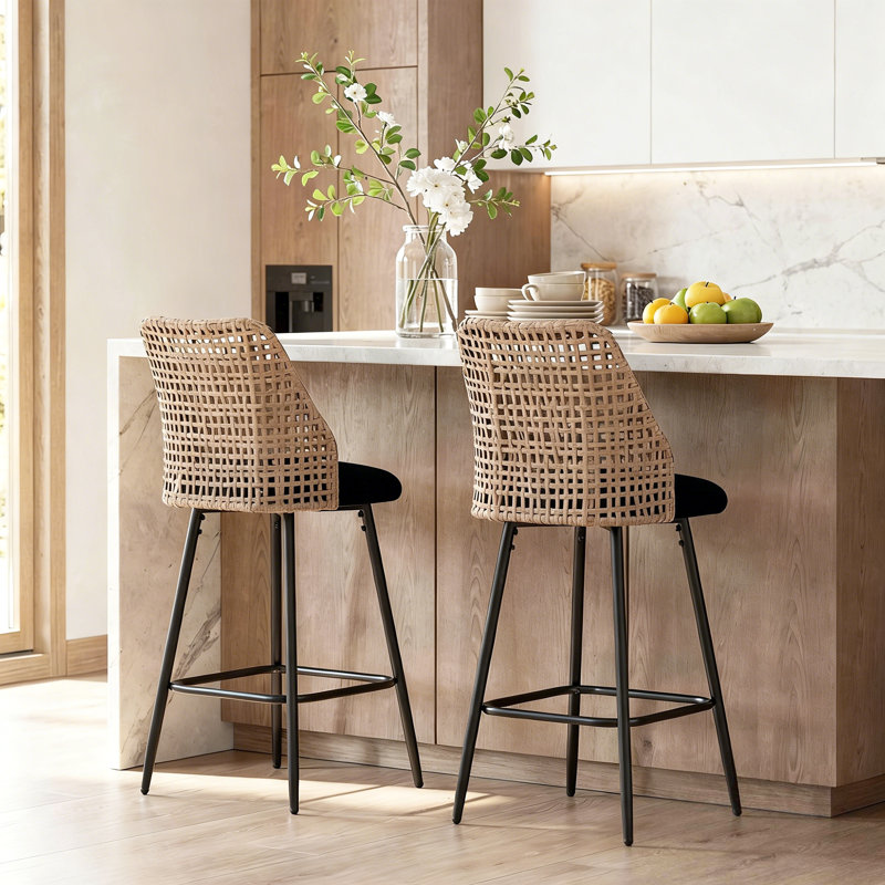 Upholstered Chenille Bar Stool, Black