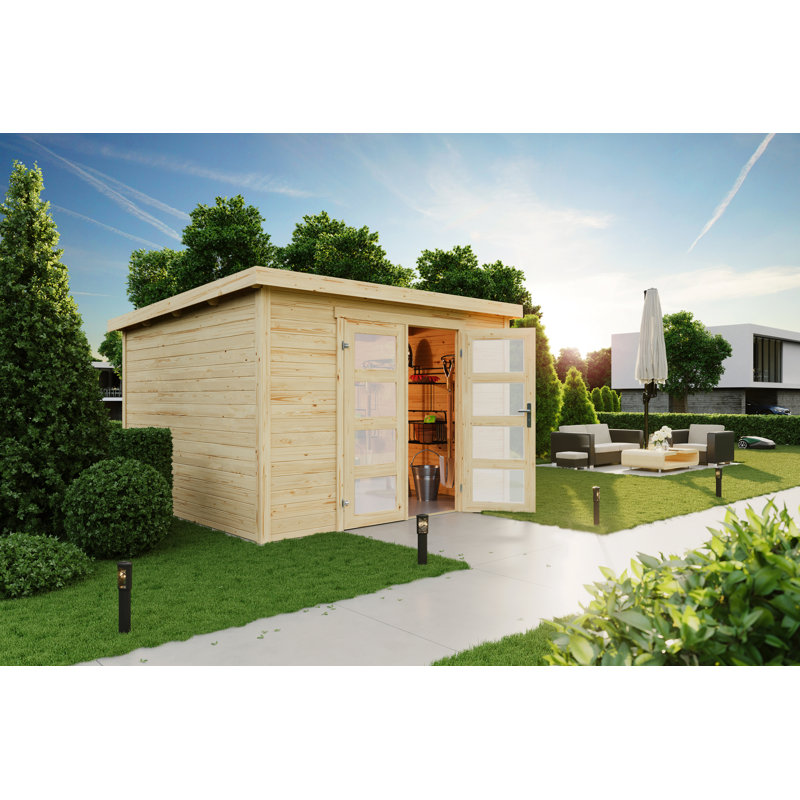 Lasita Zambezi 7 - 10 x 10 Ft. Pent Roof Summerhouse With Opaque Single Glazed Doors (28mm)