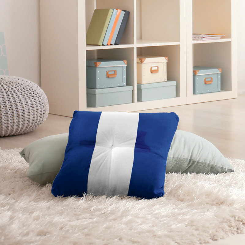  Tufted Floor Pillow, 26" x 26", Throwback Blue/White