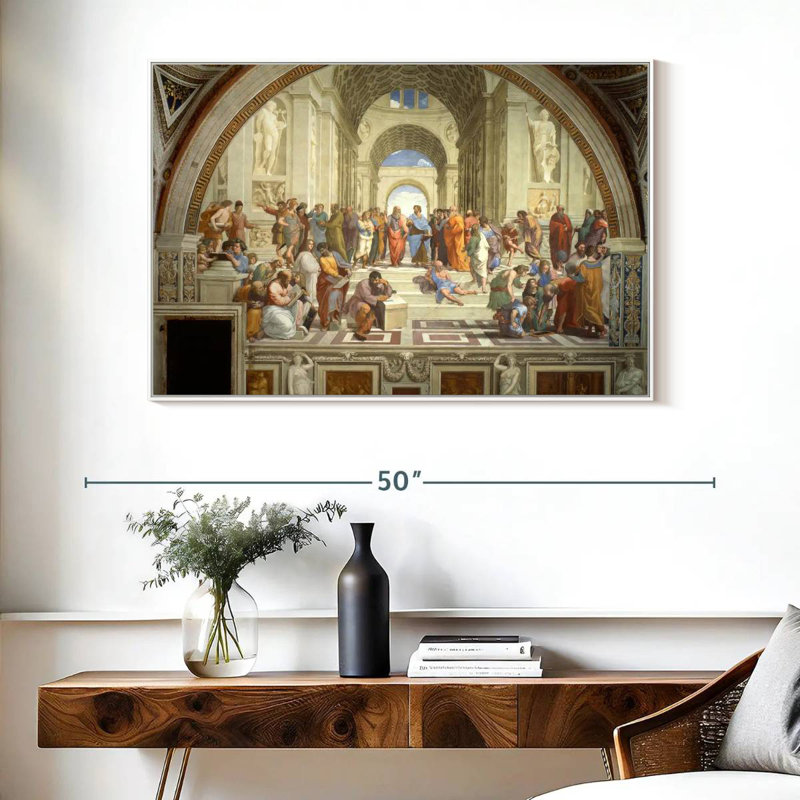 L'école d'Athènes, 40 po x 27 po, Cadre flottant blanc