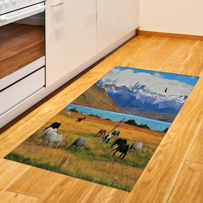 Tapis décoratif long en fibres de polyester haute densité Scenery, Rectangle 2 pi 7 po x 5 pi