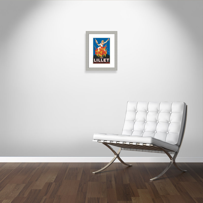 Affiche rétro "Kina Lillet", reproduction encadrée, Papier encadré argent brossé, H 20,5 po x l 16,5 po x P 1,25 po
