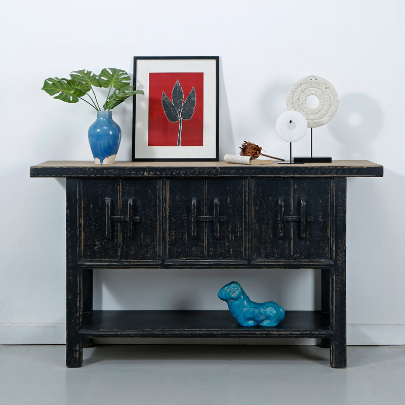 Amalfi 63'' W Solid Wood Console Table, Antique Black