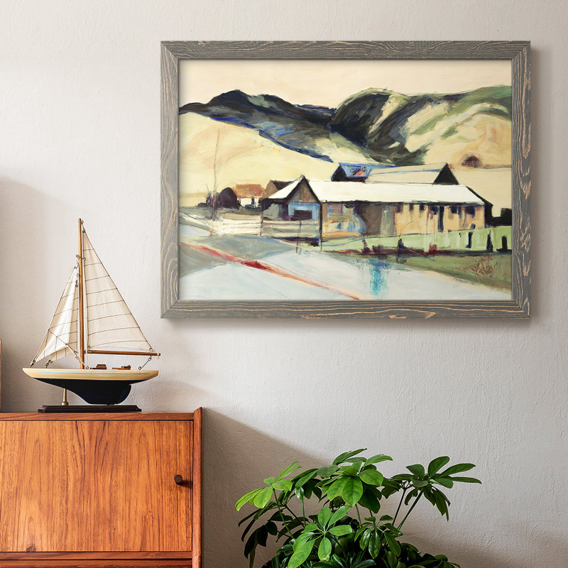 Méandre encadré sur toile, Gris, H 18 po x l 26 po x P 1,5 po