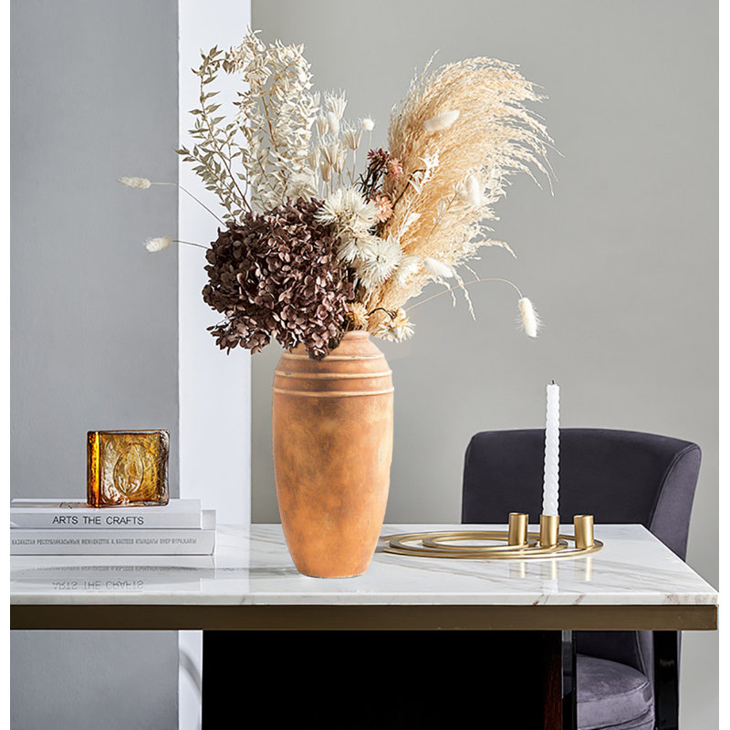 Grand vase en céramique de 12,87 pouces, Brun