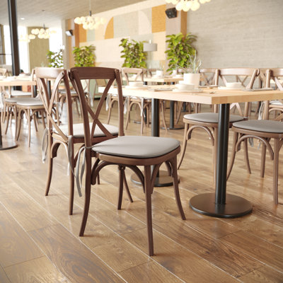 Arquit Series Stackable Wood Cross Back Bistro Dining Chair with Cushion