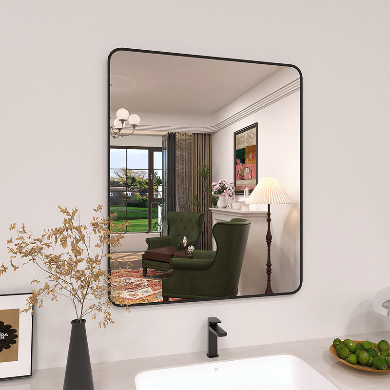 Miroir de salle de bain mural Lucha, Noir mat, 30 po x 36 po