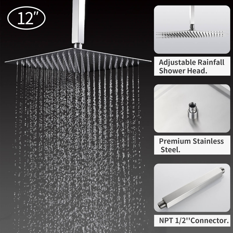 Dual Function Complete Shower System with Rough in-Valve, Brushed Nickel