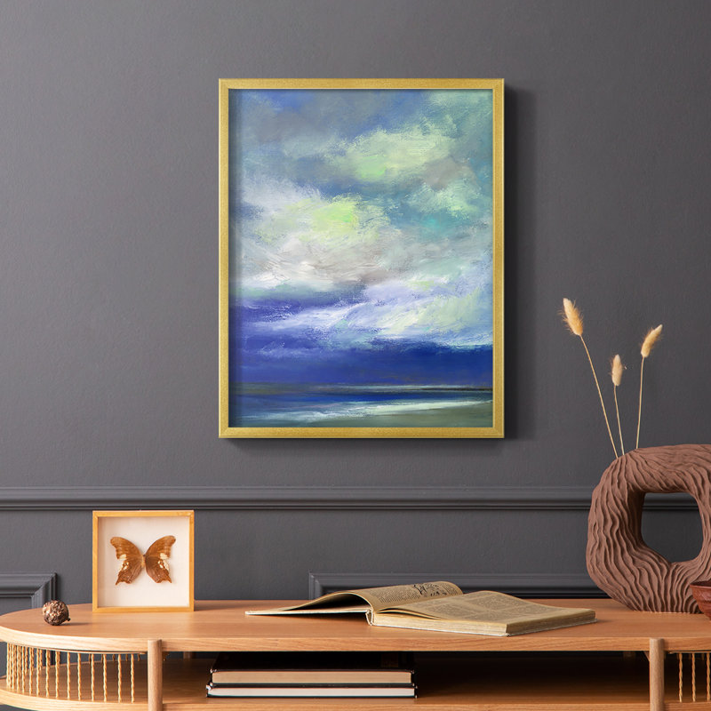 Island Dusk Framed Print - Solid Wood, 20" H x 16" W, Gold