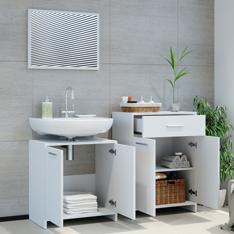 Harre Freestanding and Wall Bathroom Storage Furniture Set