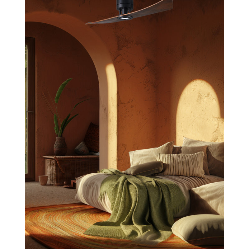 Lindsay 52'' Ceiling Fan with LED Lights, Matte Black, Walnut