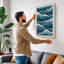 Ocean Waves Japandi - Wrapped Canvas-1198756721-1198756735