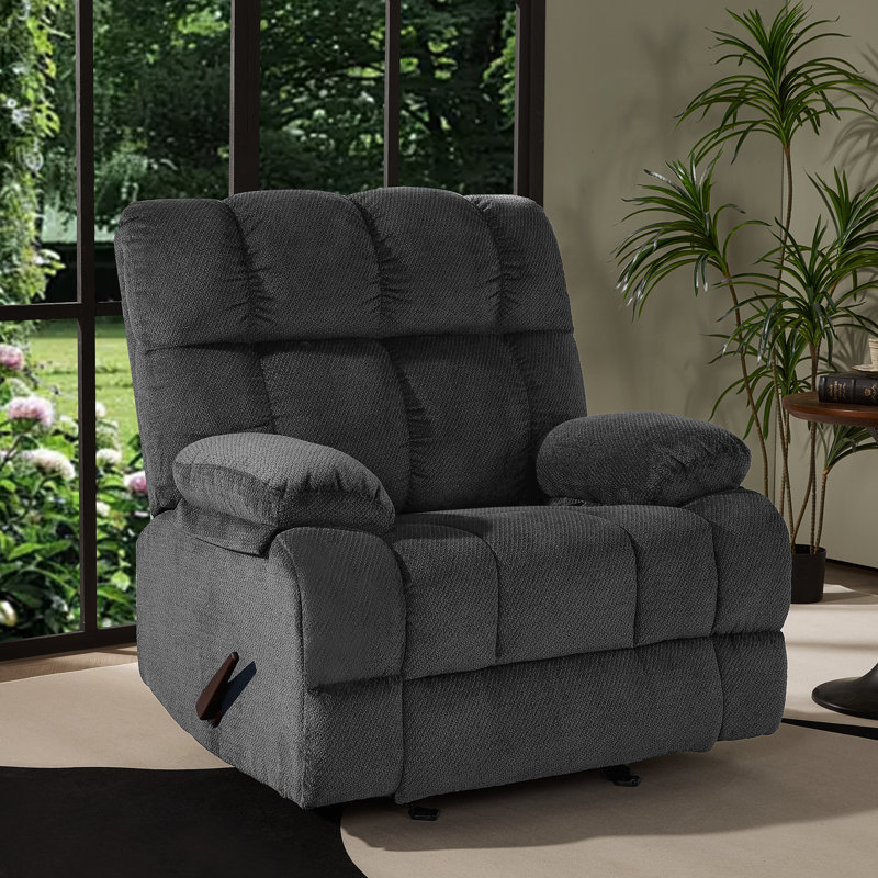 Cocalico 39" Wide Glider Manual Recliner Chair, Gray Polyester