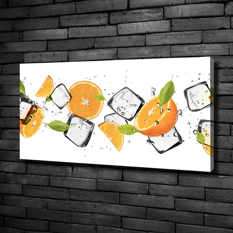 Oranges with ice 1 Piece Wall Art, 50cm H x 100cm W x 2cm D, Canvas