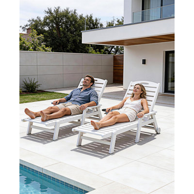 Ensemble de 2 chaises longues d'extérieur