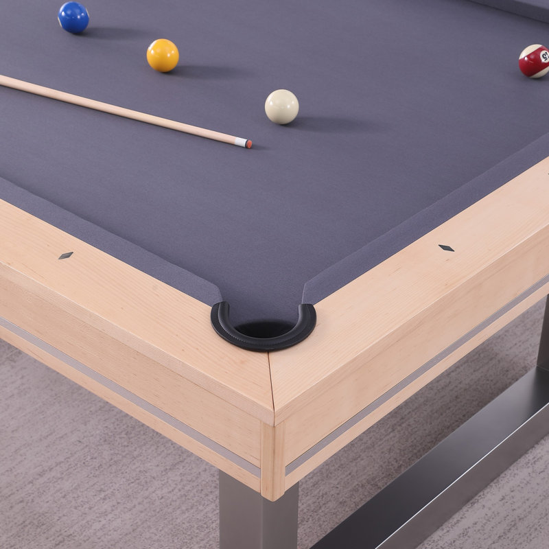Table de billard en bois massif Harmony, 8 pi, Chêne Naturel, Gris anthracite résistant à l'eau