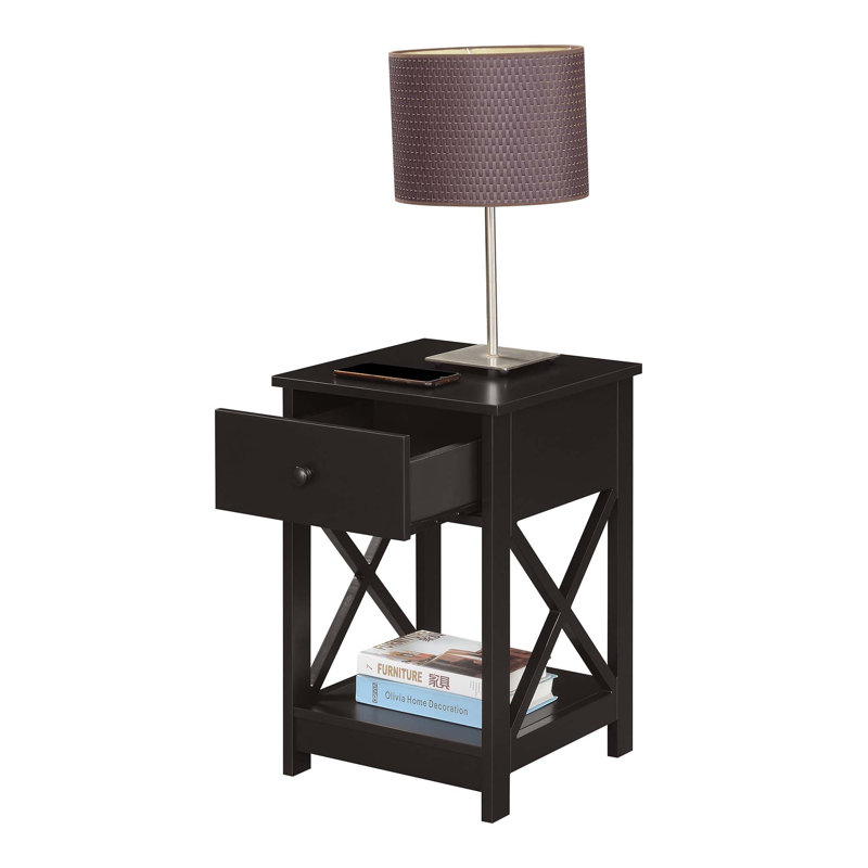 Darek End Table with 1 Drawer and Shelf, Espresso
