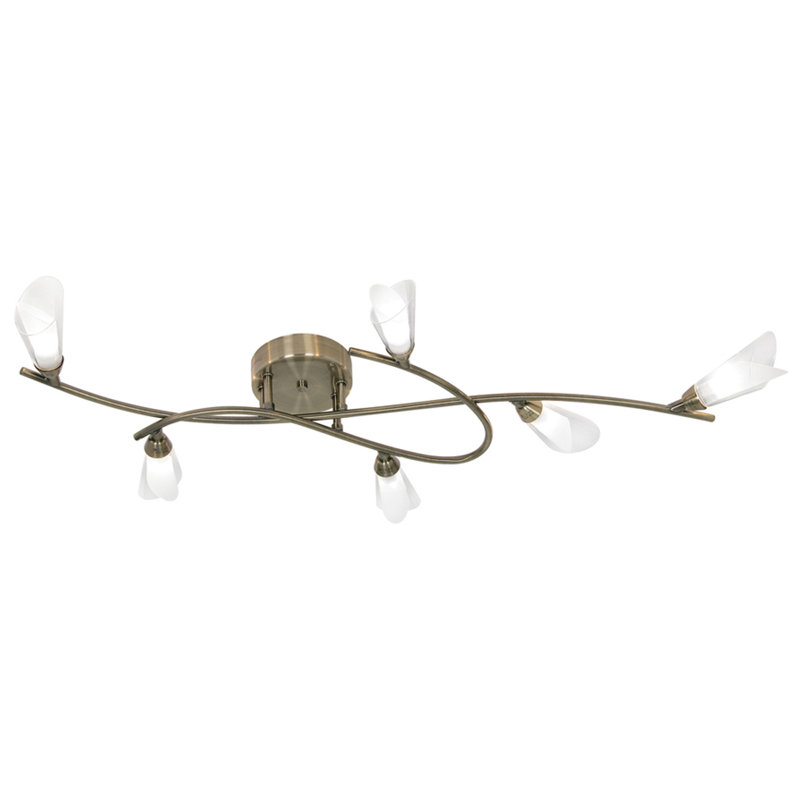 Sare Glass Semi Flush Mount, Antique Brass