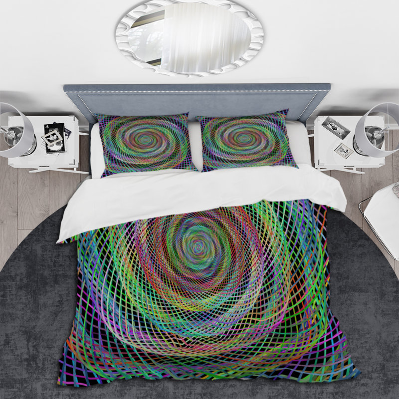 Iridescent Infinity Spiral - Ensemble de housse de couette moderne - Microfibre de polyester