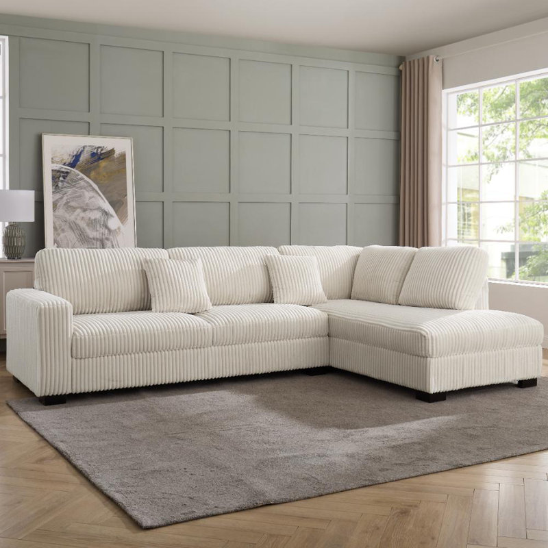 Tristan Corner Sofa, Cream Teddy, Right Hand Facing
