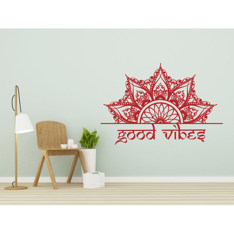 Adhésif décoratif demi-mandala, H 22 po x l 34 po, Rouge