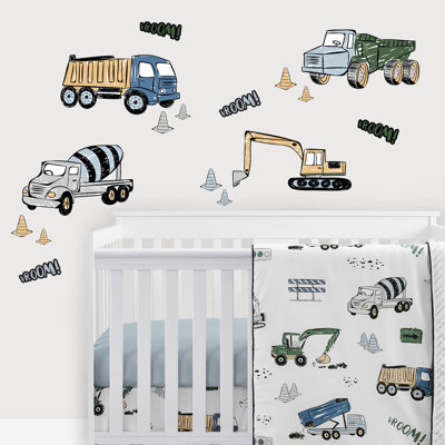 Construction Truck Green And Blue Wall Decal (Set Of 4) By Sweet Jojo Designs