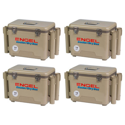 Engel 19-Quart Fishing Rod Holder Cooler and Container, Tan