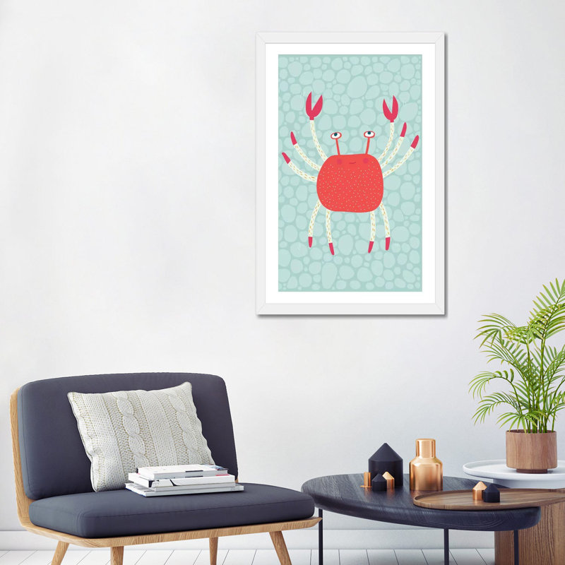 Crabe par Nic Squirrell - impression d'art graphique, H 32 po x l 24 po x P 1 po, Papier encadré blanc, Blanc