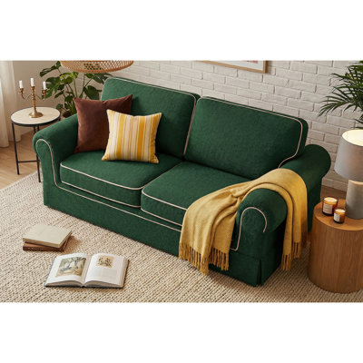 Causeuse à accoudoirs roulés 85 po avec passepoil contrastant - Canapé confortable et élégant pour le salon ou la chambre à coucher