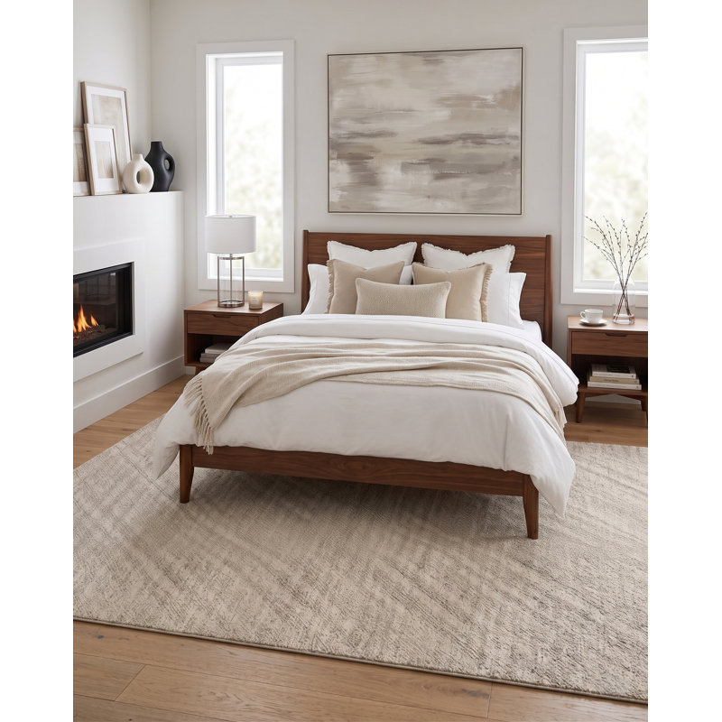 Marut Hand Tufted Area Rug in Beige, Rectangle 5' x 8'