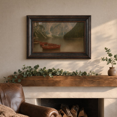 «Vintage Mountain Lake», art mural encadré rétro