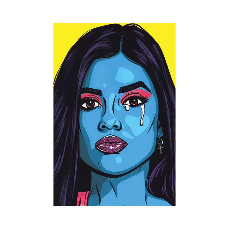 Blue Crying Comic Girl by Allyson Gutchell - Wrapped Canvas Print, 101.6 cm H x 66.04 cm W x 1.91 cm D
