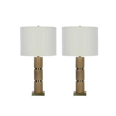 Paire de lampes de table empilées en métal et en fonte 25,5 po Saga