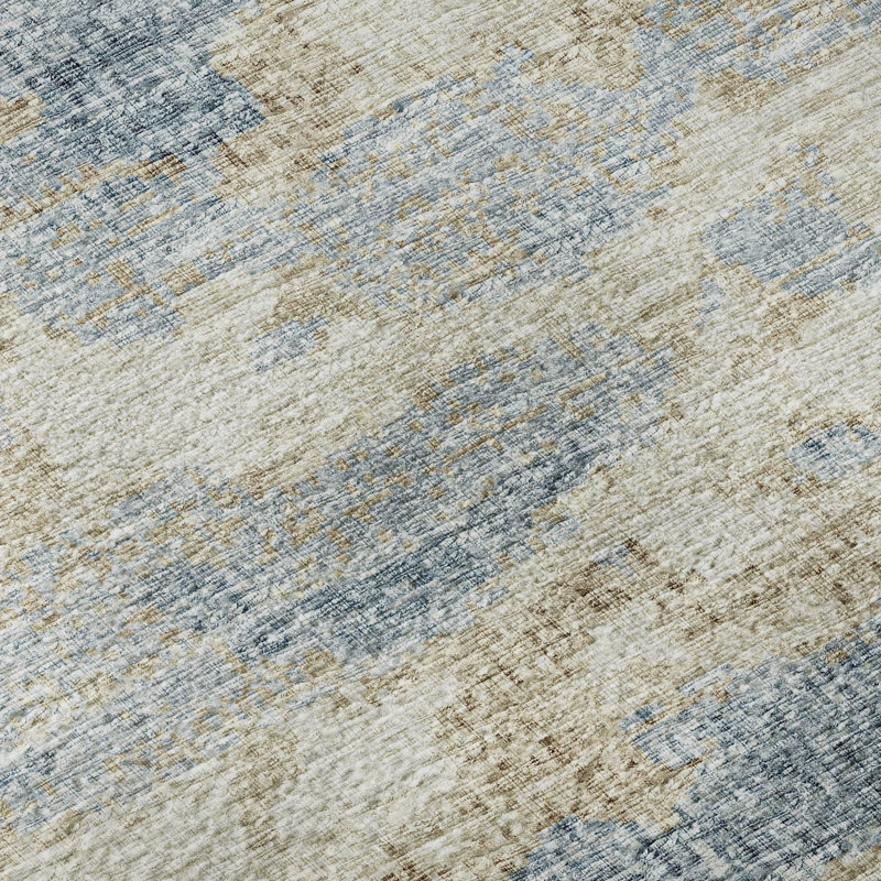 Premium Machine Washable Freixa AMF71 Blue Rug, Round 8'