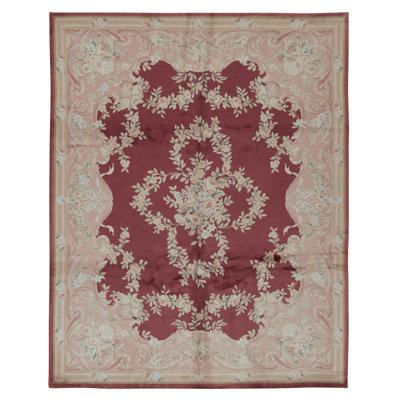 Hand Knotted Wool Area Rug in Red