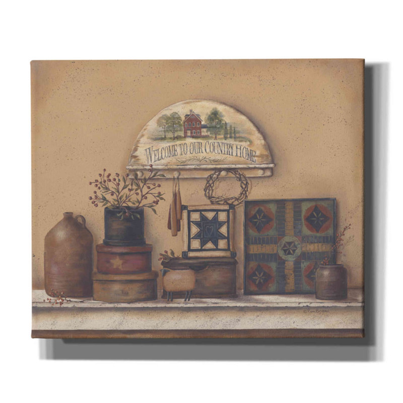 «Country Prims I» par Pam Britton, art mural sur toile, H 20 po x l 24 po x P 0,75 po