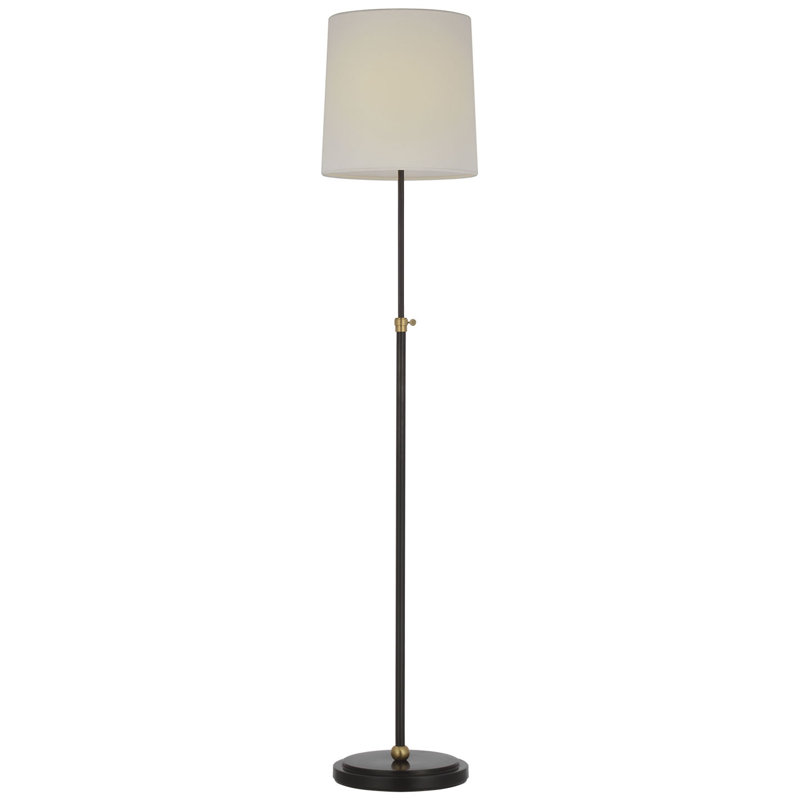 Thomas O'Brien Bryant 52" Adjustable Cordless Floor Lamp with Linen Shade, Modern Iron/Hand-Rubbed Antique Brass