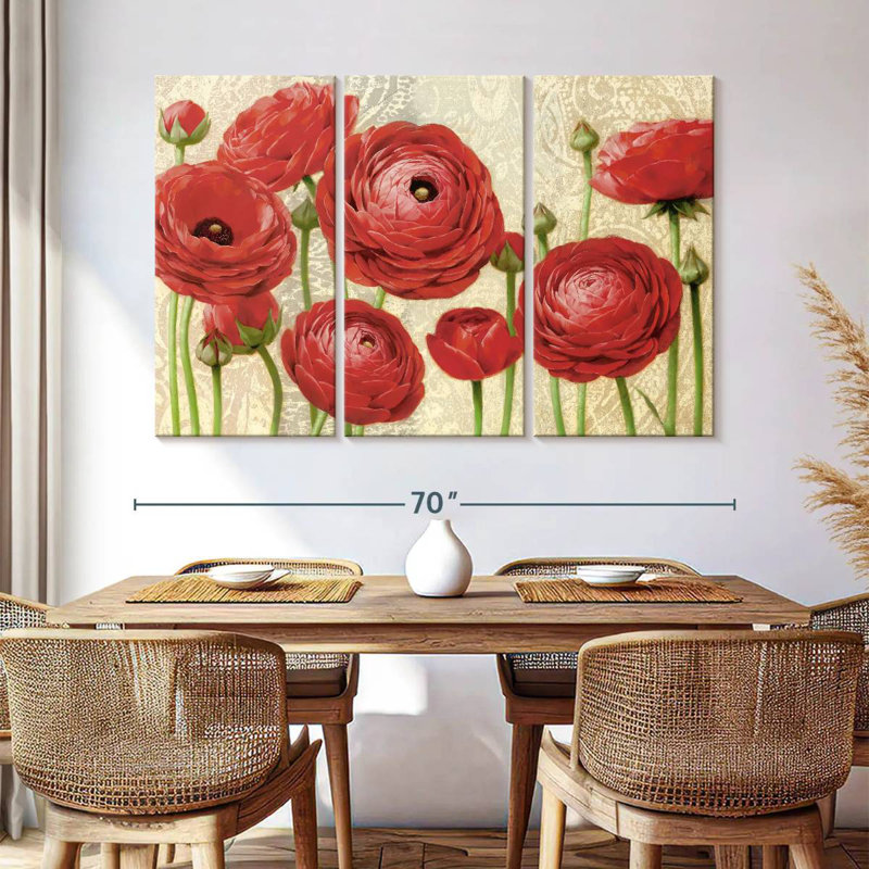 Harnek Red Serenity And Lace I, 42" H x 65" W
