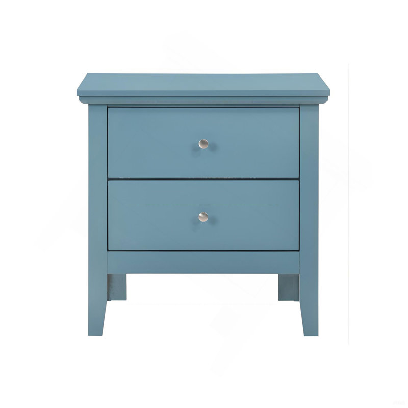 Teal Elegance Nightstand With Drawers, Teal