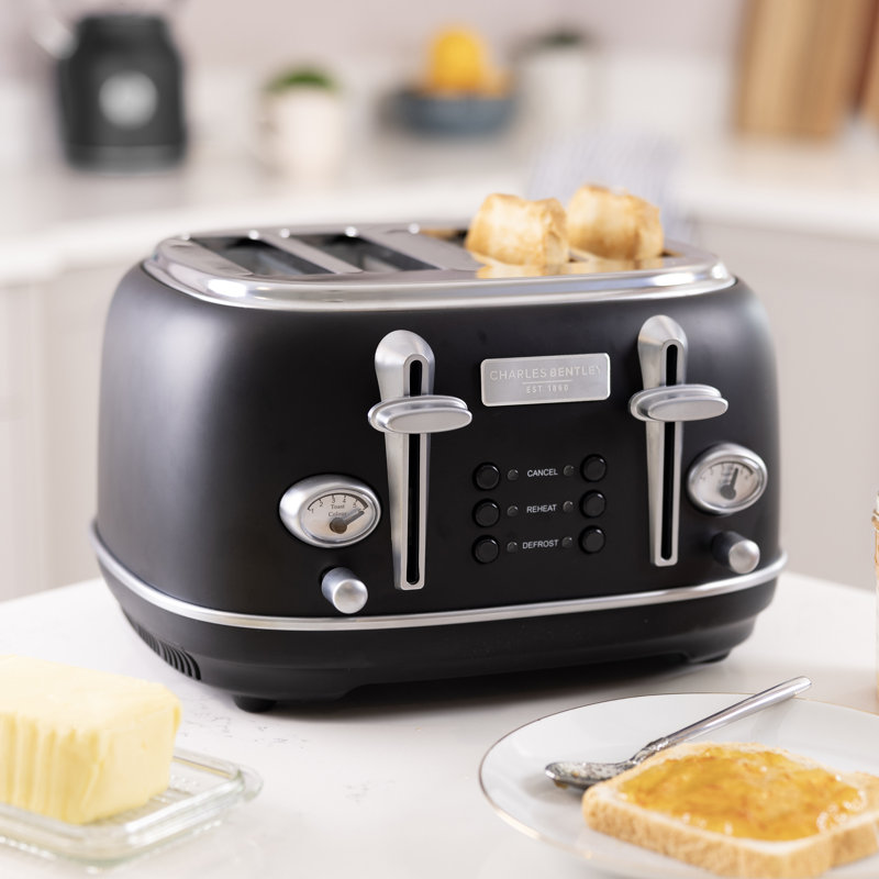 4 Slice Toaster, Black/Silver