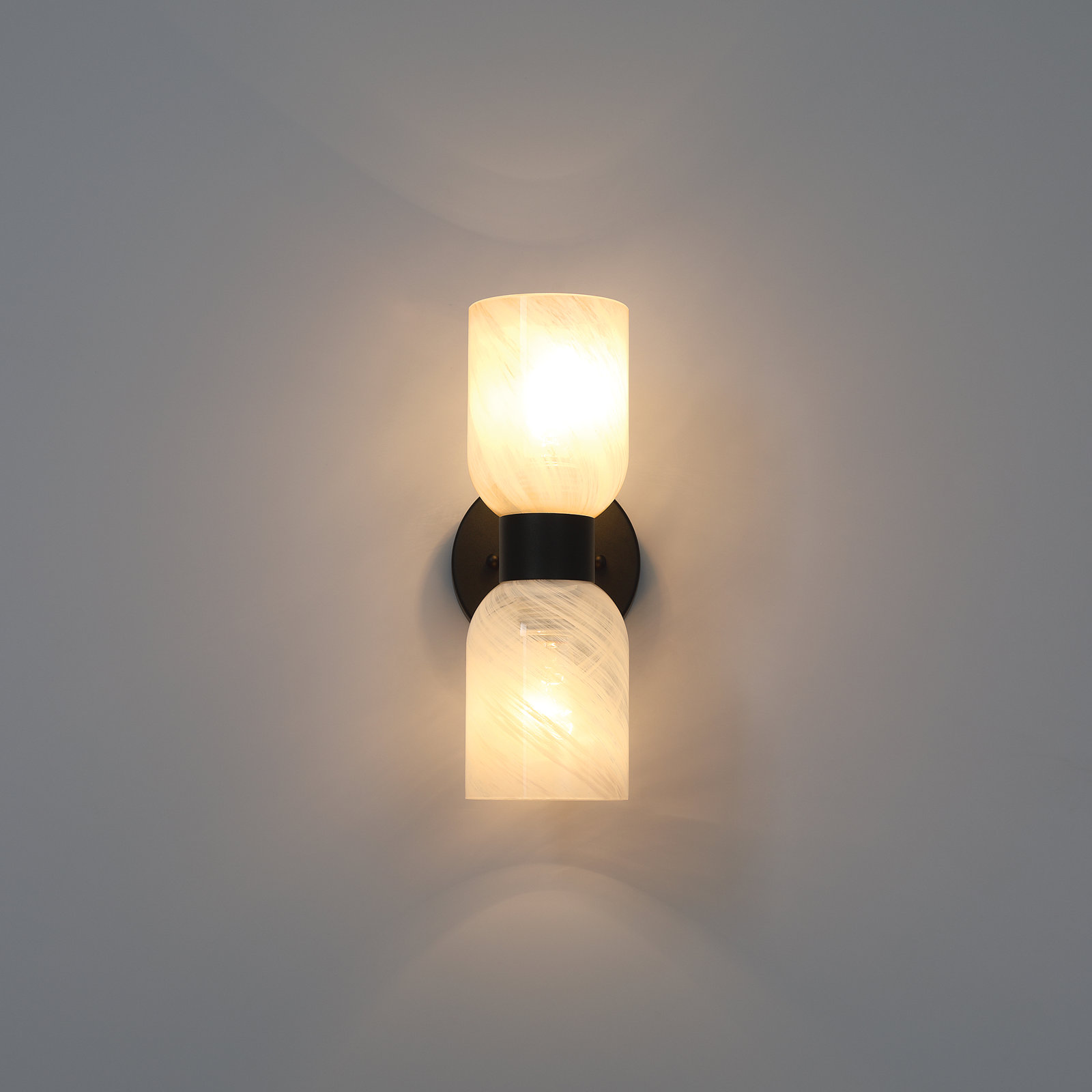 2-Light Dimmable Armed Sconce, Cream, Matte Black