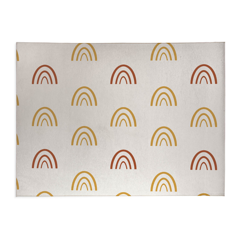 Plain Bows Kids Play Mat, Gold/Orange, Rectangle 2' x 3'