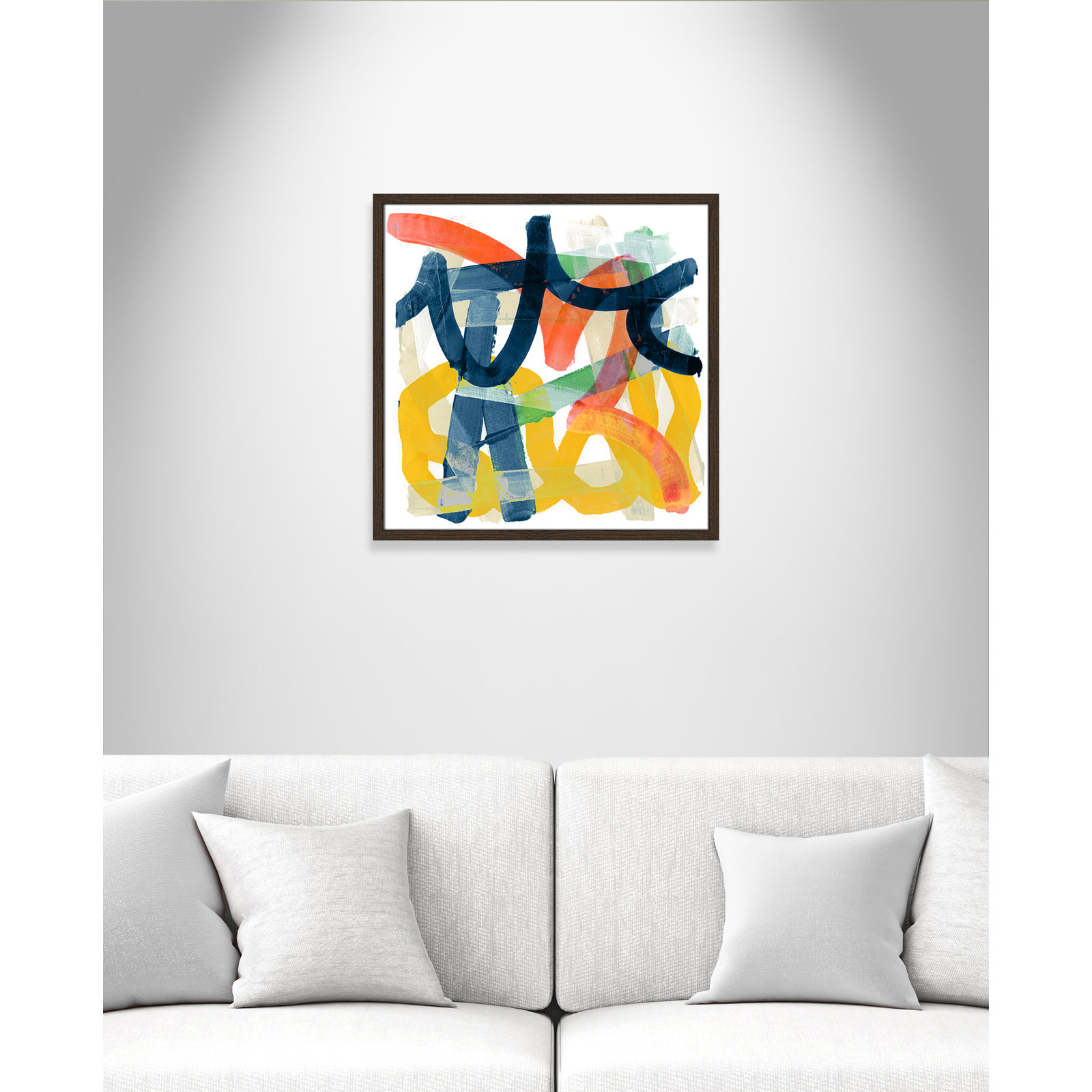 Shuffling by Cartissi - Picture Frame Painting, 23.5" H x 23.5" W x 0.75" D, Walnut Framed