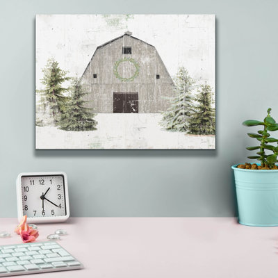 August Grove® 'Holiday Barn' by Katie Pertiet Canvas Wall Art