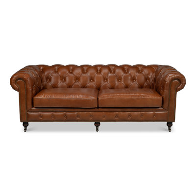 Castered Leather Sofa