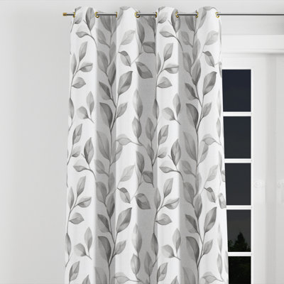 Rideaux occultants à motif floral - 1 panneau de rideaux à œillets gris chaud Country Farmhouse