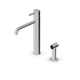 Zucchetti Pan S Deck Mount Two-Hole One Handle Kitchen Faucet with 7-5/8'' Spout Reach with Side Spray