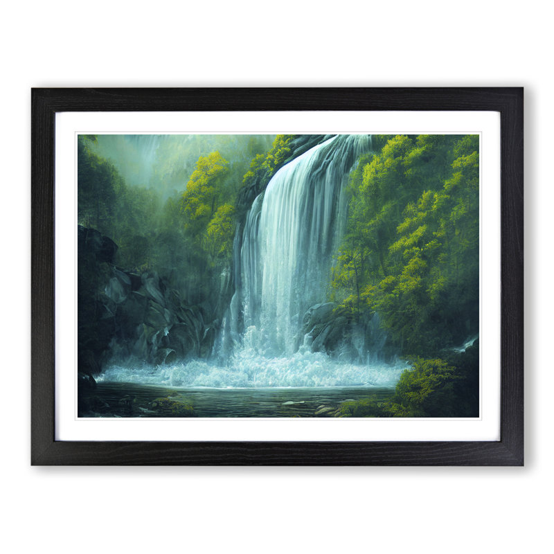 Soulful Waterfall - Framed Print, Black, 46cm H x 64cm W x 2cm D