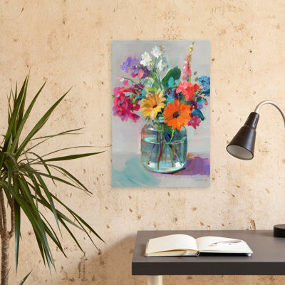 Cottage Cottage Bouquet I - Aqua Blue Bouquets Cottage Art